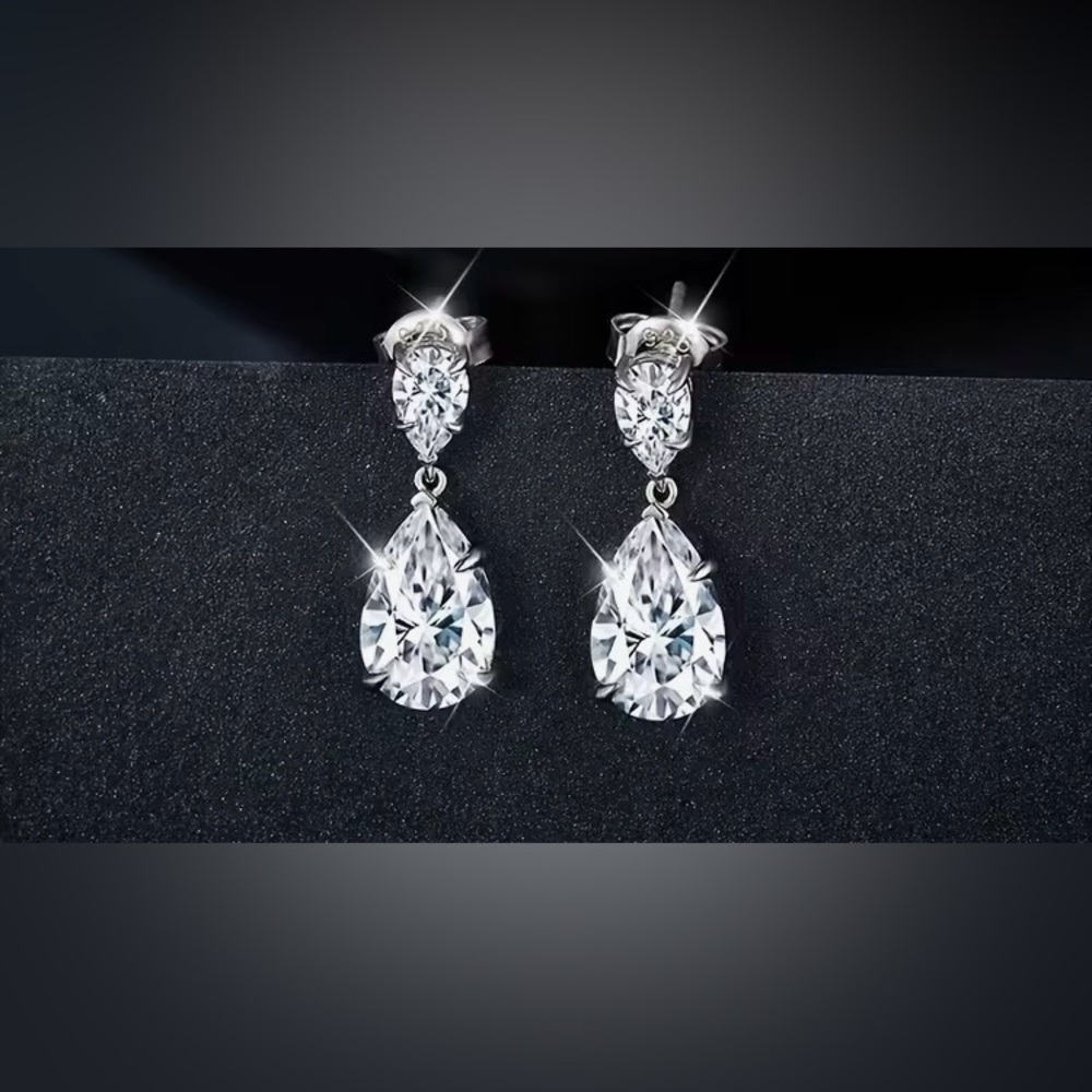 Elegant Moissanite Teardrop Earrings